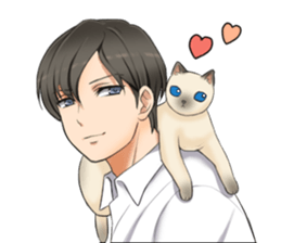 Blue Eyes Cat&Japanese Boy sticker #15053513