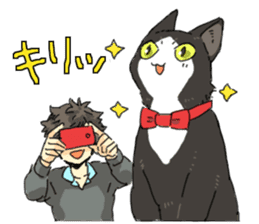 Black&White cat&Japanese Boy sticker #15054343