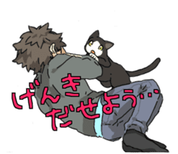Black&White cat&Japanese Boy sticker #15054350