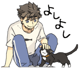 Black&White cat&Japanese Boy sticker #15054361