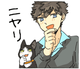 Black&White cat&Japanese Boy sticker #15054362