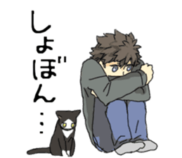 Black&White cat&Japanese Boy sticker #15054364