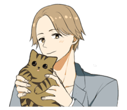Brown tabby cat&Japanese Boy sticker #15054485