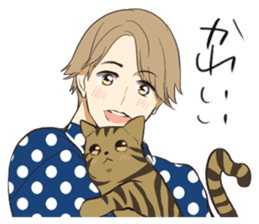 Brown tabby cat&Japanese Boy sticker #15054493