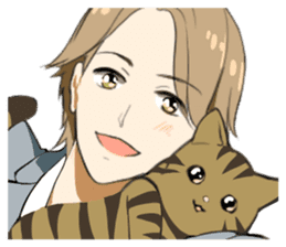 Brown tabby cat&Japanese Boy sticker #15054495