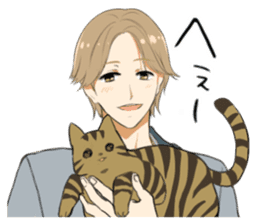 Brown tabby cat&Japanese Boy sticker #15054498