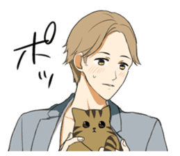 Brown tabby cat&Japanese Boy sticker #15054500