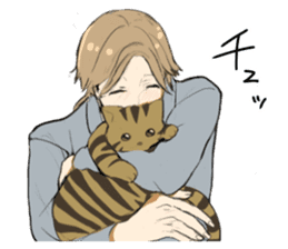 Brown tabby cat&Japanese Boy sticker #15054507