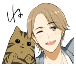 Brown tabby cat&Japanese Boy sticker #15054510