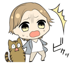 Brown tabby cat&Japanese Boy sticker #15054516
