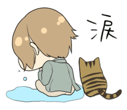 Brown tabby cat&Japanese Boy sticker #15054520