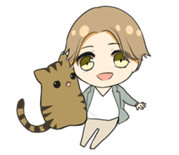 Brown tabby cat&Japanese Boy sticker #15054523