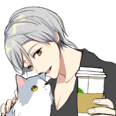 Longhair cat&Japanese Boy