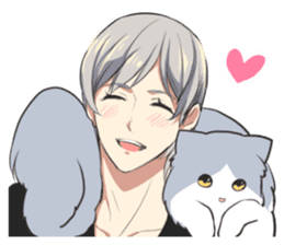 Longhair cat&Japanese Boy sticker #15054700