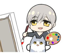 Longhair cat&Japanese Boy sticker #15054706