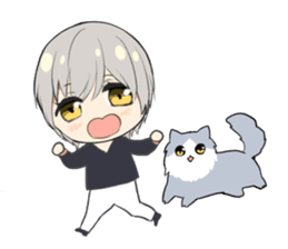 Longhair cat&Japanese Boy sticker #15054717