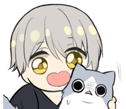 Longhair cat&Japanese Boy sticker #15054720