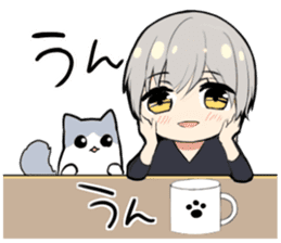 Longhair cat&Japanese Boy sticker #15054723