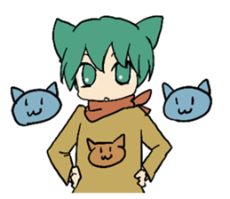 Rabbit man and cat man sticker #15058540