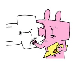 Rabbit and cat and bird sticker #15062186