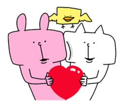 Rabbit and cat and bird sticker #15062194