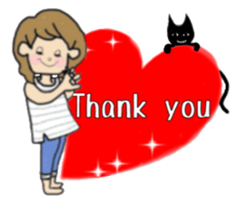 girls and cat talking sticker #15065136