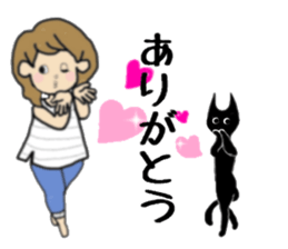 girls and cat talking sticker #15065137