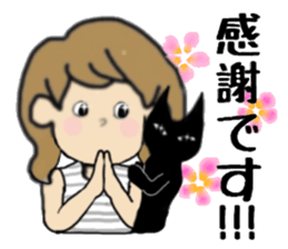girls and cat talking sticker #15065138