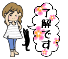 girls and cat talking sticker #15065141