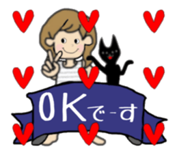 girls and cat talking sticker #15065142