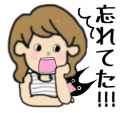 girls and cat talking sticker #15065146