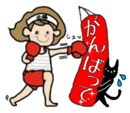 girls and cat talking sticker #15065148