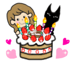 girls and cat talking sticker #15065150