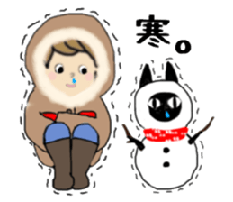 girls and cat talking sticker #15065152