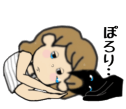 girls and cat talking sticker #15065155