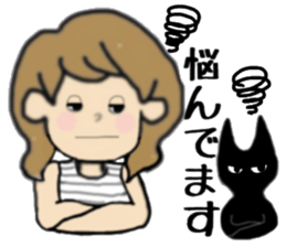 girls and cat talking sticker #15065158