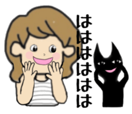 girls and cat talking sticker #15065159