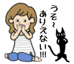 girls and cat talking sticker #15065160