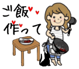 girls and cat talking sticker #15065162