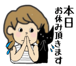 girls and cat talking sticker #15065167