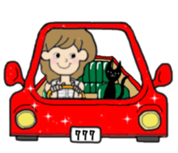 girls and cat talking sticker #15065171