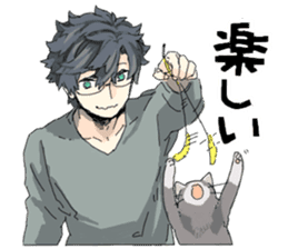 Silver cat&Japanese Boy sticker #15076616