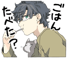 Silver cat&Japanese Boy sticker #15076617