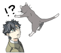 Silver cat&Japanese Boy sticker #15076618