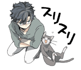 Silver cat&Japanese Boy sticker #15076620