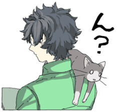 Silver cat&Japanese Boy sticker #15076622