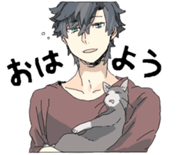 Silver cat&Japanese Boy sticker #15076623