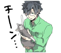 Silver cat&Japanese Boy sticker #15076624