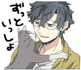 Silver cat&Japanese Boy sticker #15076627