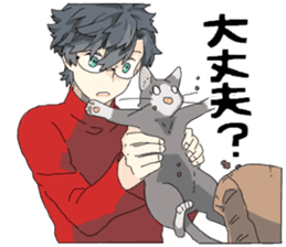 Silver cat&Japanese Boy sticker #15076628